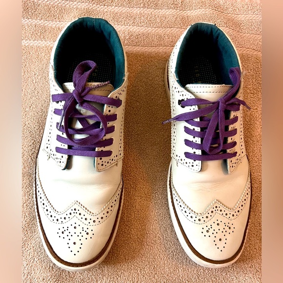 Ted Baker Venil Double Velcro Sneaker- White with Black Tipping
